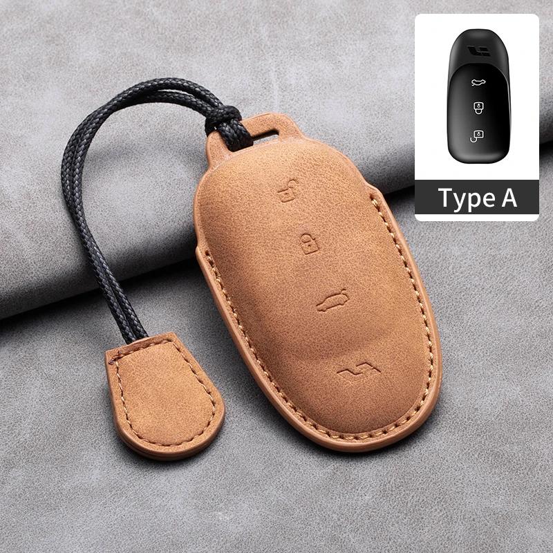 Suede Leather Car Key Case Cover Holder Keychain Shell for Li Auto Ideal One L9 for Li Lixiang L7 L8 2025 2025 Remote Key Fob