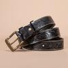 Retro Trend Embossed Belt Men's Genuine Leather Copper Buckle First Layer Cowhide Belt