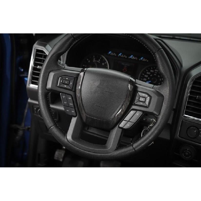 Steering Wheel Strip Panel Cover Trim For Ford F-150 2015- Black Wood Grain