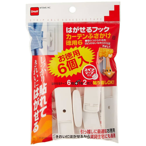 

Nitoms Removable Hooks for Curtains, White, 1kg Weight Capacity, Pack of 6, Interior Design, H3120