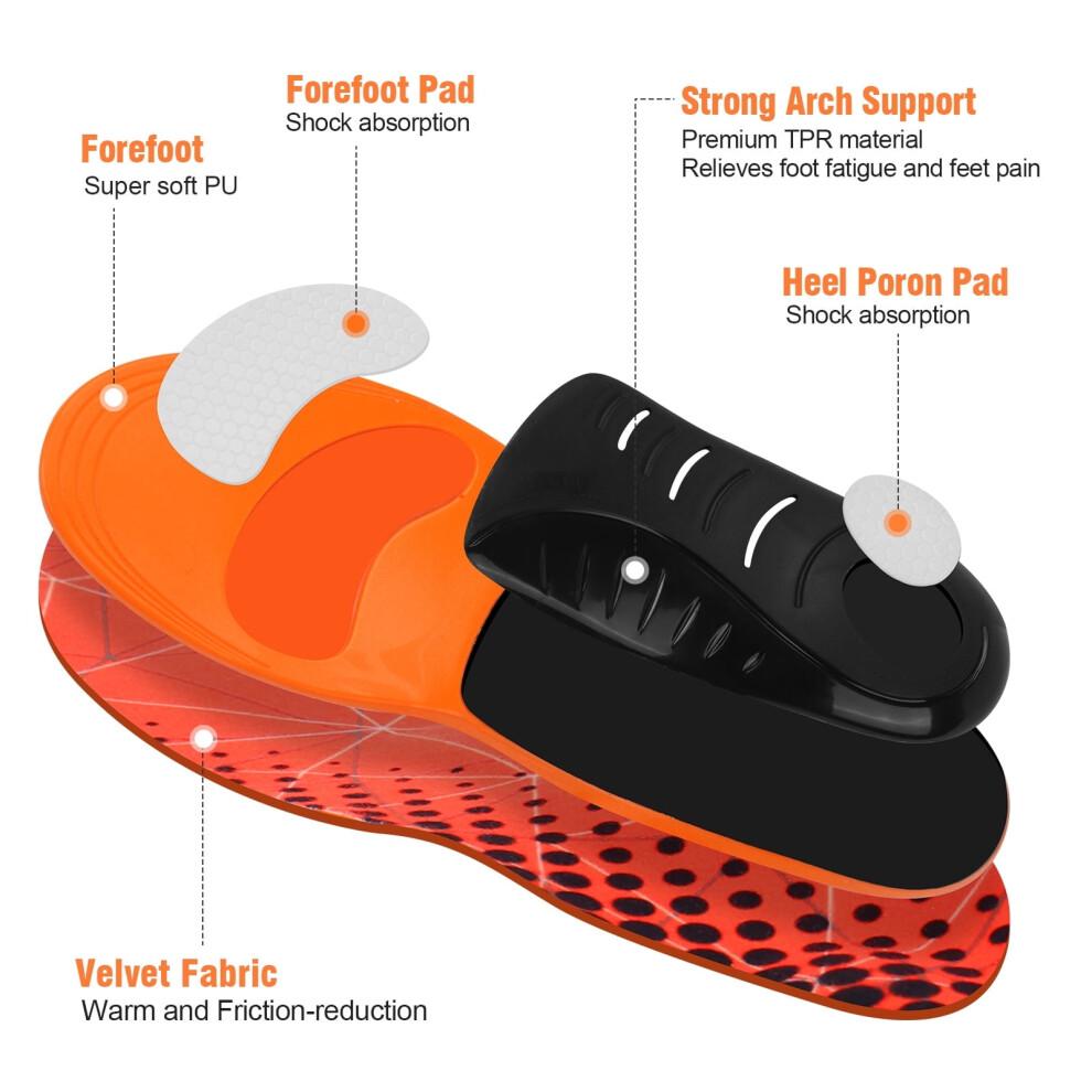 Pain Relief Insole Arch Support Orthotic Insoles for Plantar Fasciitis Flat Feet and Shock Absorption Inserts M