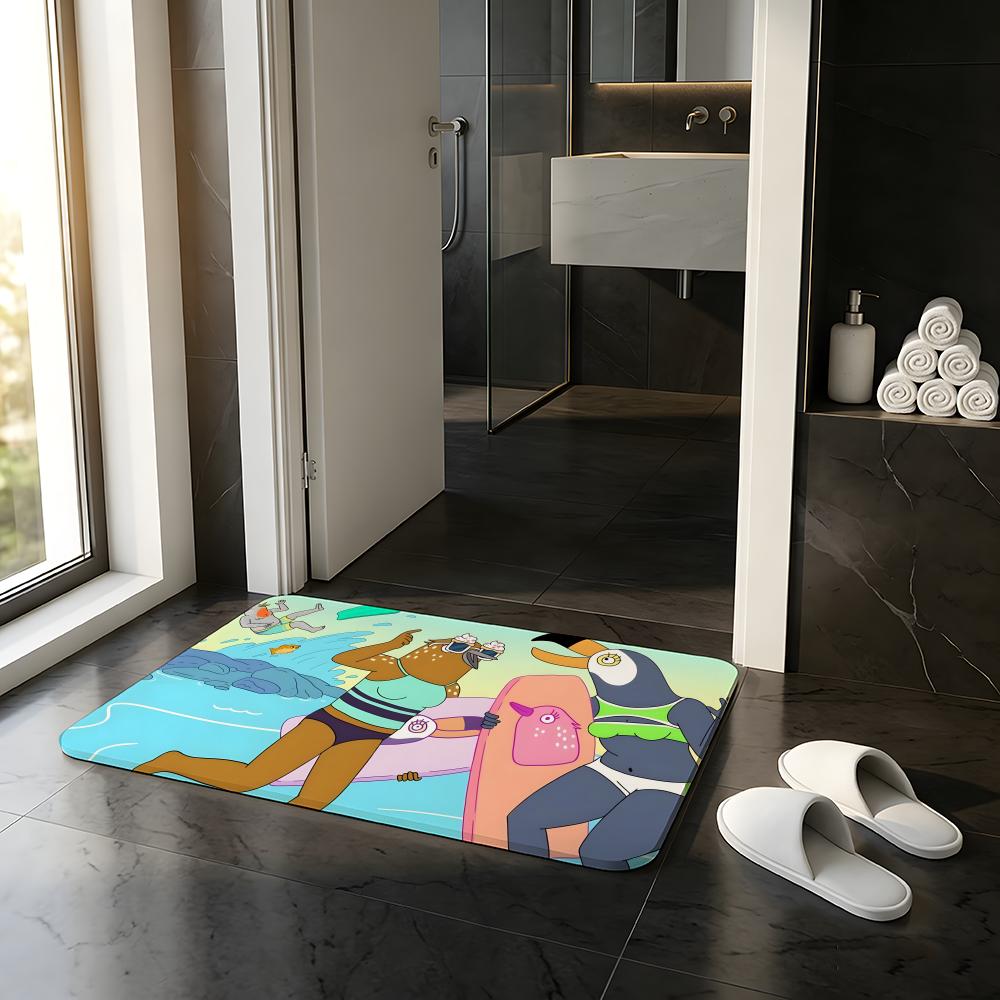 ANIME T-Tuca Bertie Floor Mat Absorbent Floor Mat Non-Slip Entrance Rug for Bathrooms Restrooms and Toilets 40cm x 60cm