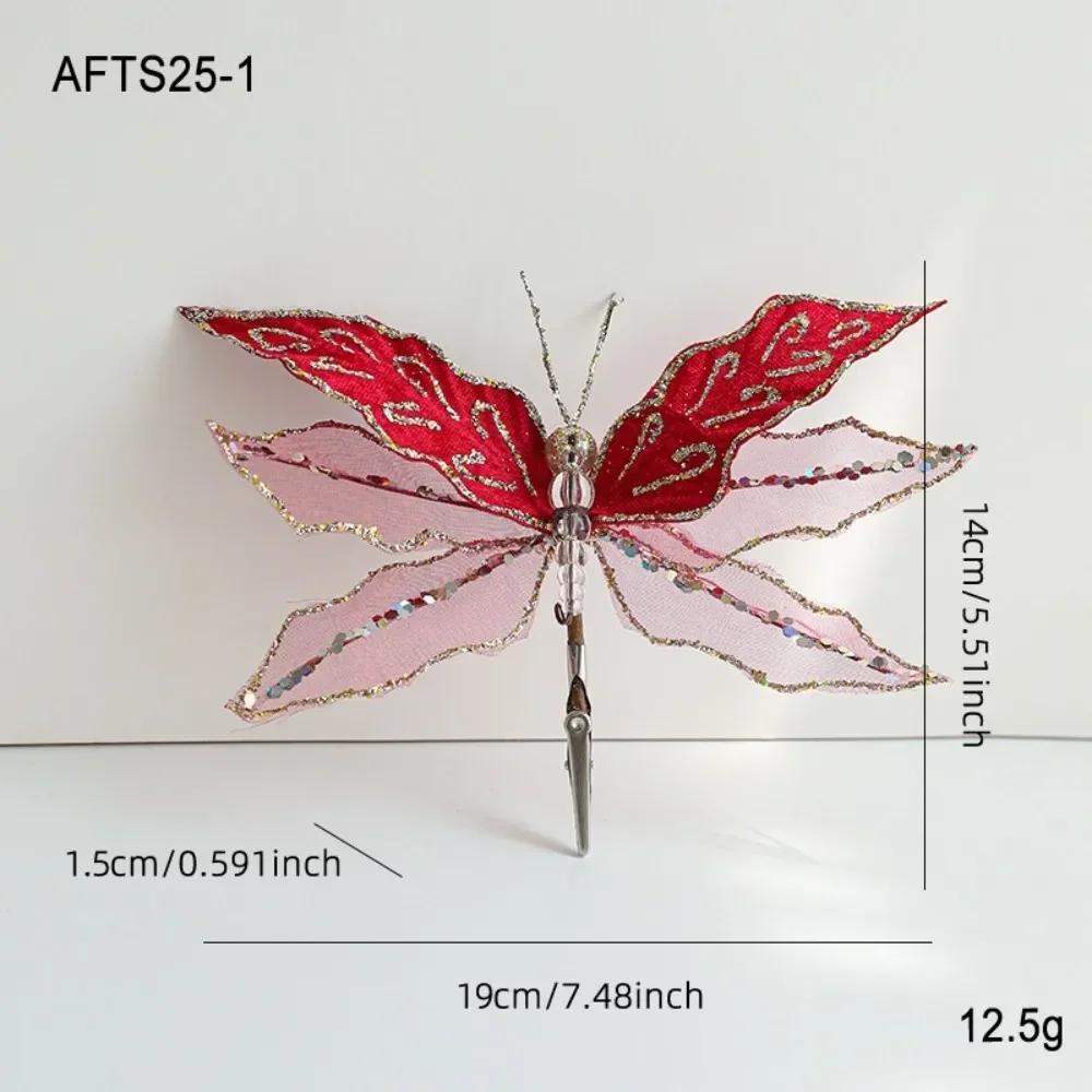 Multicolor Christmas Tree Decoration 25*21cm Gold Powder Fabric Glitter Butterfly Accessories Party Supplies Hanging Decoration