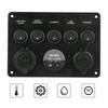 Red/Green/Blue Lights 5 Gang Switch Panel Dual USB Socket LED Voltmeter Power Outlet  Marine
