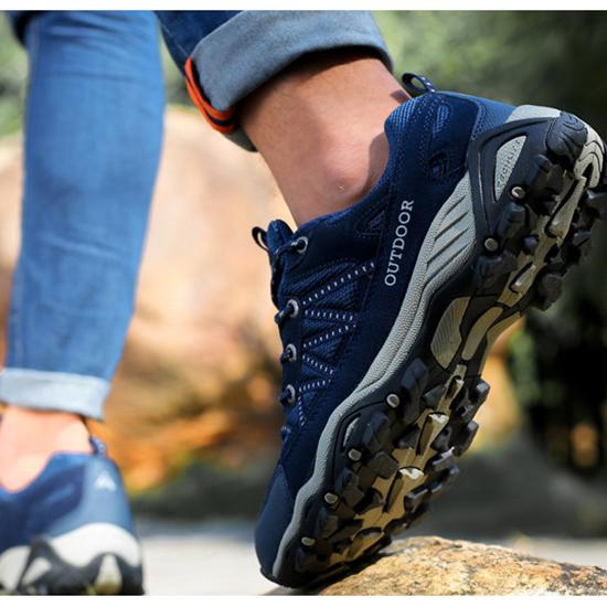 Large Outdoor Hiking Shoes for Couples, Spring and Summer Sports Shoes, Men's and Women's Mesh Fabric Anti Slip Travel Off-road Shoes