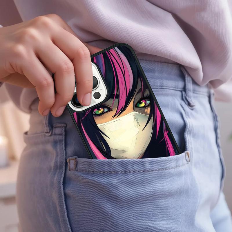 Anime Girl Mask Phone Case For iPhone 17 Air 15 16e 14 13 Pro Max Coque 12 11 Pro Max PLUS cover