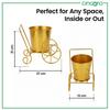 Metal Wagon Planter, Metal Plant Stand for Indoor & Outdoor Use, 2 Wheel Pot Stand, Flower Vase For Flowers & Ornaments, 27 X 13 X 21 Cm
