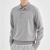 2023 Trendy Men's Hong Kong-Style Long-Sleeve Polo: Fashionable, Retro, Loose-Fit Half-Button Sweater