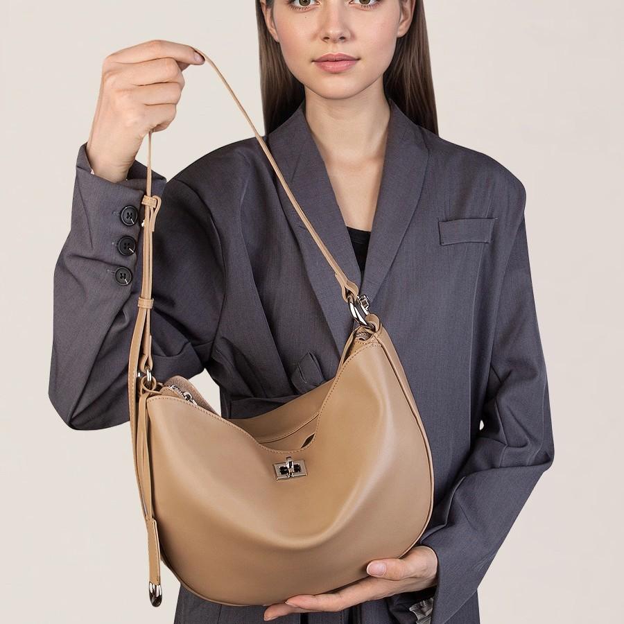 Versatile Genuine Leather Crossbody Bag New Single Shoulder Underarm Bag Dumpling Bag 2025 New Textured Handbag Women's Dumpling Bag