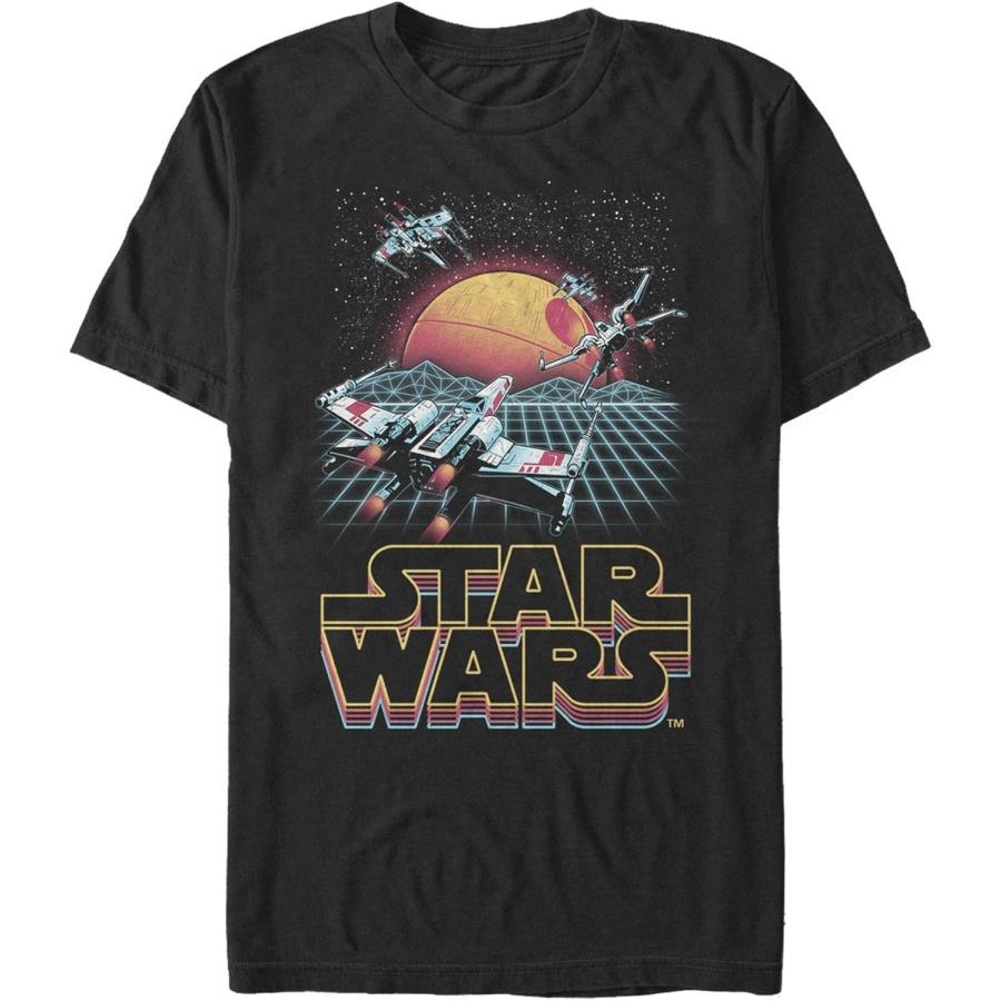 STAR WARS Men s X-Wing Death Star Grid Sunset T-Shirt S
