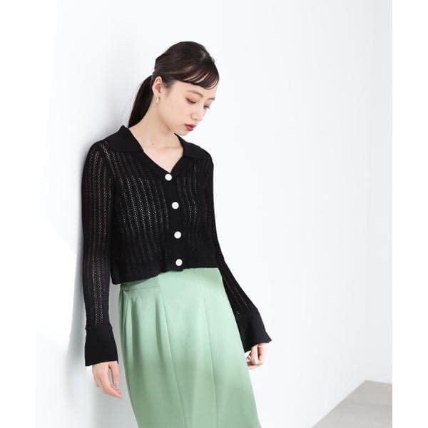 JILL by JILL STUART Sweater [Pre-order: Arrives late March - early April] Women's Mesh Collar Cardigan in Ecru