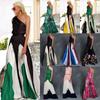 2025 Spring and Summer New Women's Clothing Amazon Foreign Trade Contrasting Color Splicing Off-the-shoulder Printed Dress Slim Dress