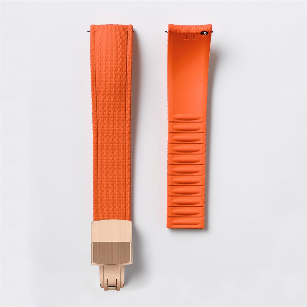 FKM Watch Band Fluoro Rubber Strap 18/19/20/21/22/24mm Quick Release Folding Clasp Cut To Size Replace Watch Bracelet for Men Women