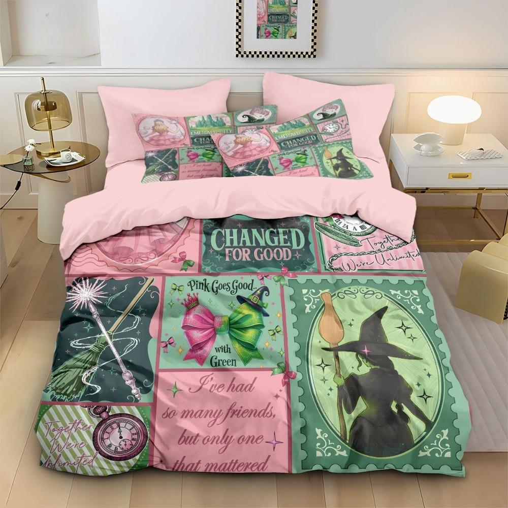 Magical Witch Duvet Cover pillowcase Bedding Bedroom Decoration Children Gift adult Single Double bed Large SizeZip Duvet Cover