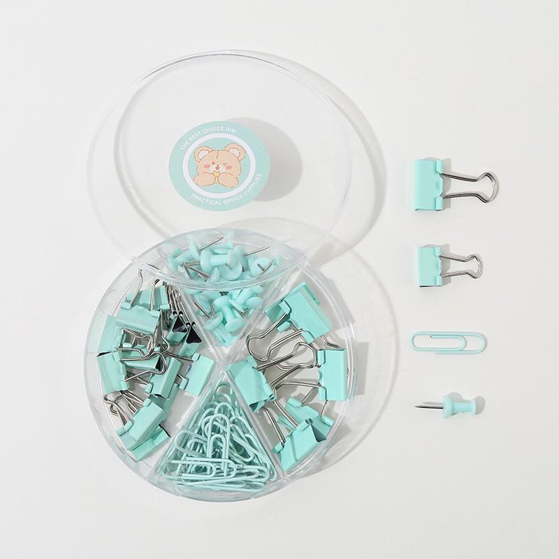 Macaron Multi-Functional Clip & Pushpin Set: Large/Small Tail Clips, 4-Grid Design