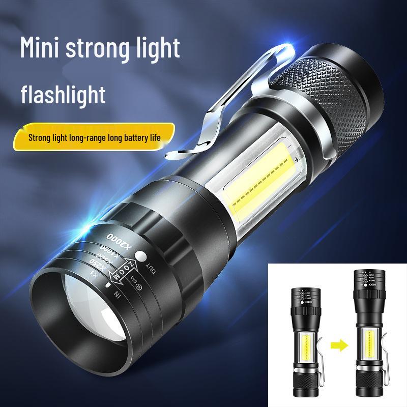 Compact LED Flashlight with Telescopic Zoom, USB Rechargeable, Portable Design