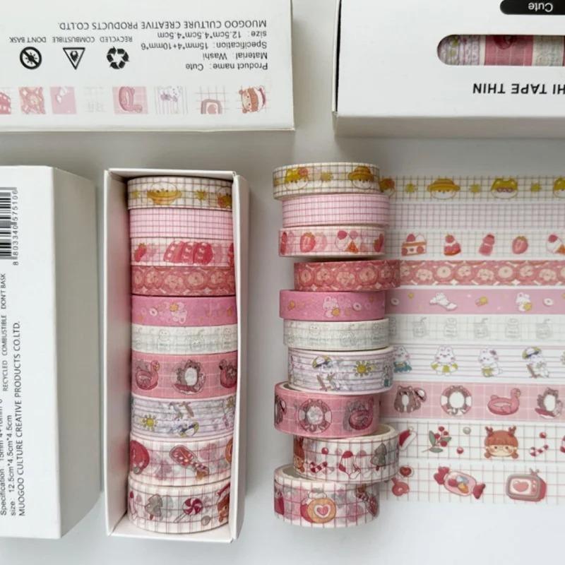 10pcs Retro Simple and Paper Tape for Diy Decoration Diary Clippings Handicrafts Gift Packaging Birthday Gifts Student Supplies