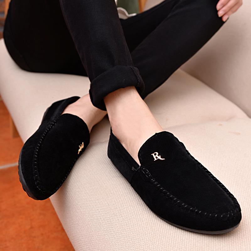 Men's Korean Style Slip-On Loafers – Trendy, Casual, Non-slip Cloth Driving Shoes