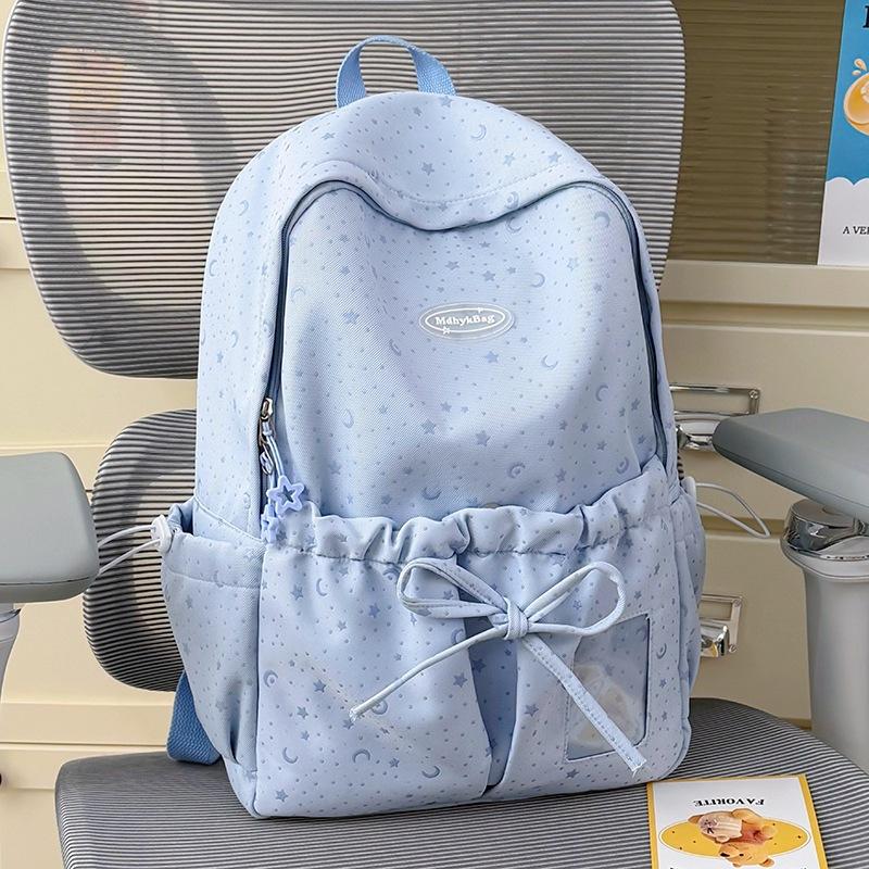 Schoolbag summer new schoolbag nebula soft fog galaxy star light moon pattern milk green girl heart bow travel small backpack
