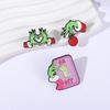 Green Monster Heart Hands Enamel Pin Animated Characters Merry Christmas Brooches Lapel Badge Fashion Jewelry Gifts for Friends