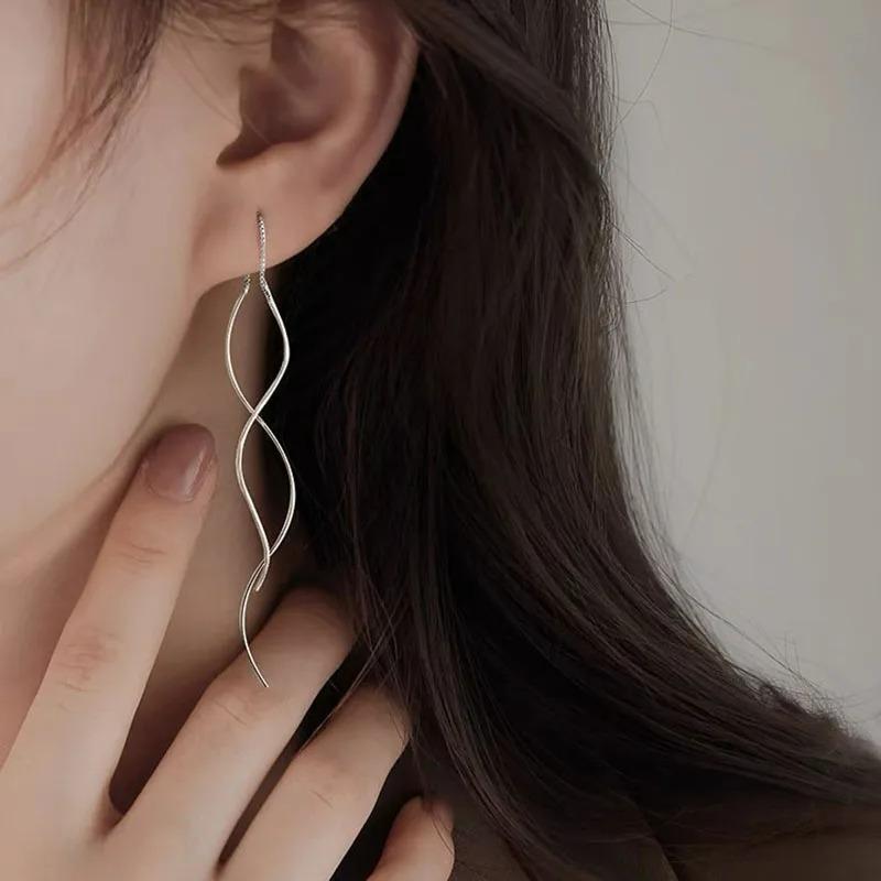 Minimalist Long Wavy Fringe Earrings Women Able Hanging Earrings High-End Jewelry Minimalist Accessories Gifts
