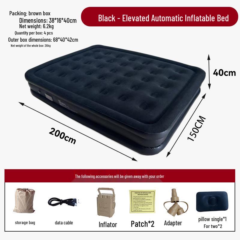 Lightweight Inflatable Double Camping Mattress: Compact, Comfortable Outdoor Tent Bed