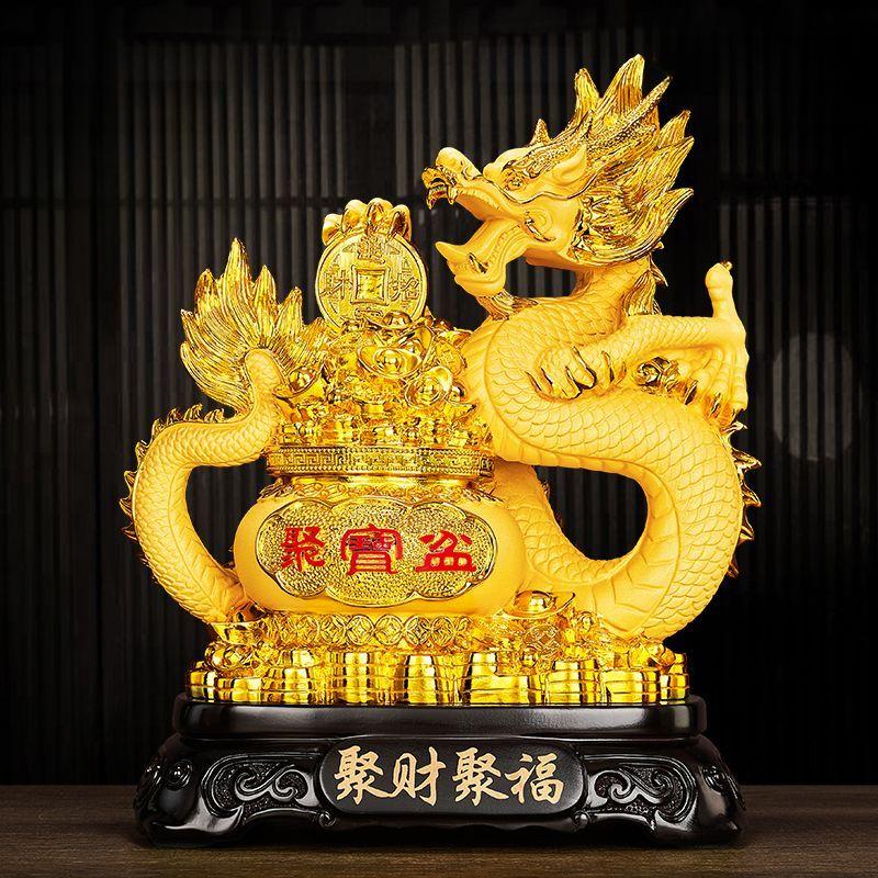 Dragon Decoration Simple Household Fortunate Golden Dragon Living Room Porch Office Desktop Decoration Mascot Housewarming Gift