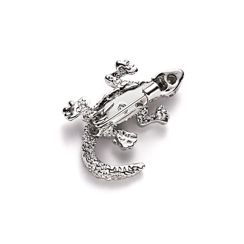 Silver Color Rhinestone Lizard Brooches For Women Men Vintage Exquisite Lovely Cartoon Gecko Insect Animal Pins Party Jewelry