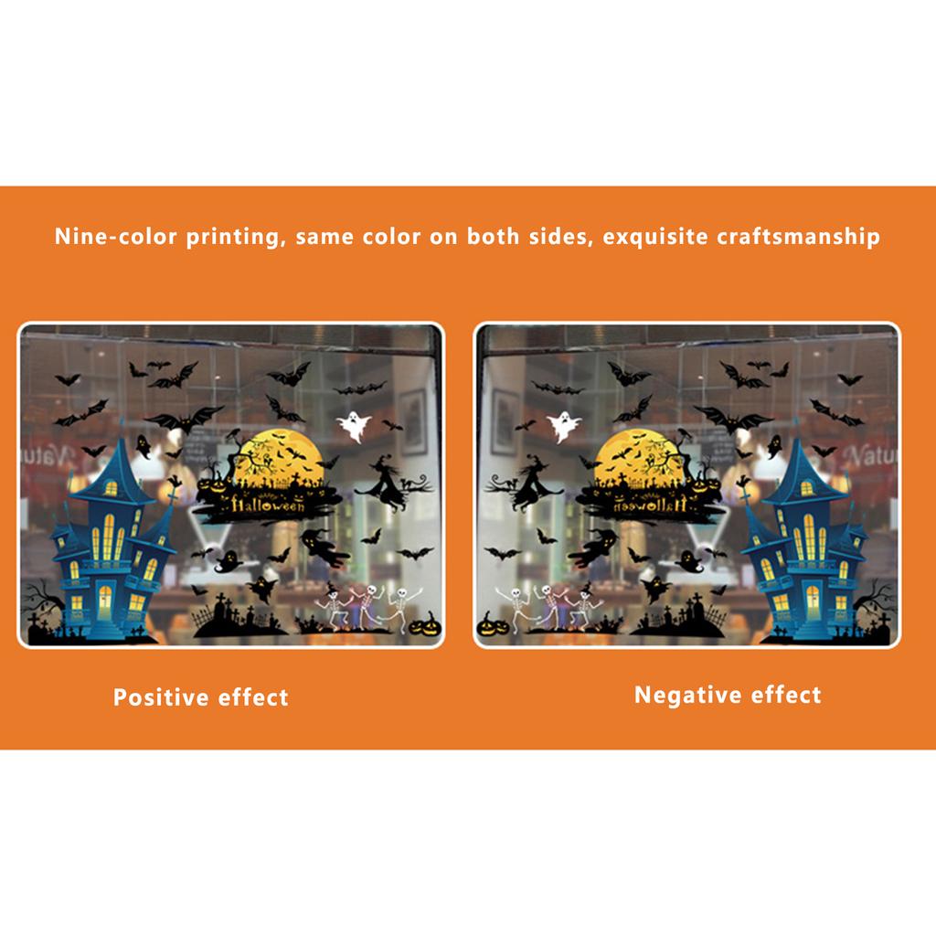 Halloween Window Clings 4 Sheets Set Ghost Witch Spider PVC Halloween Window Stickers for Glass Windows and Doors