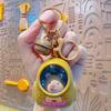 Creative Luminous Keychain Cute Cartoon Space Capsule Capybara Keyring Schoolbag Pendant Trinket Friend Children Gift