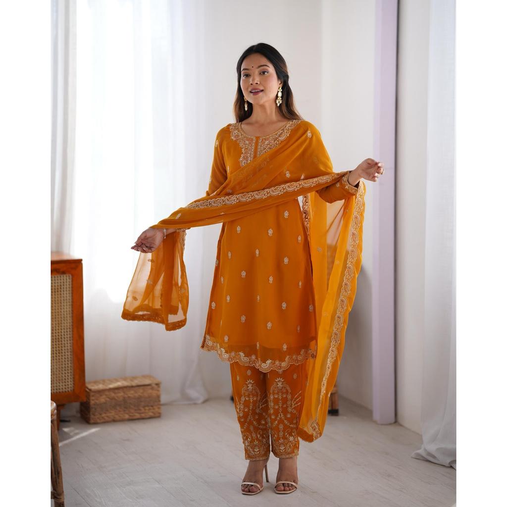 Indian Pakistani Ready To Wear Salwar Suit Kurta Pant Dupatta Set Party Wear SC-2113