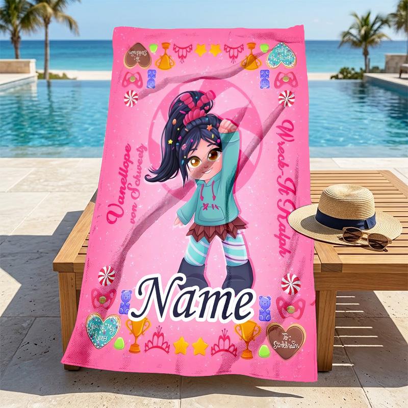 Custom Name Frozen Fantasy Stylish Digital Printing Beach Towel Quick‑Drying Absorbent Blanket for Beach Pool Gym Travel