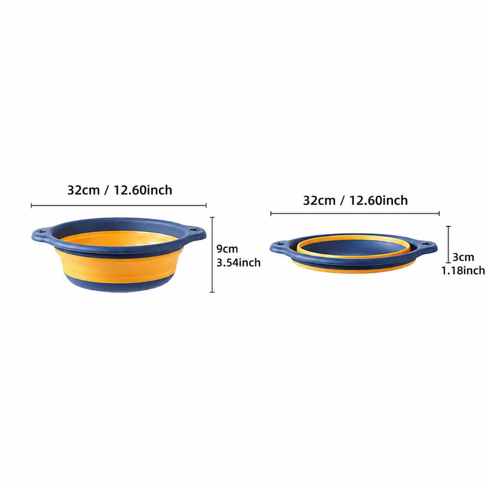 2 Pack Portable Plastic Dishpan 9.06 Inch 12.6 Inch Size Round Wash Basin Foldable Hanging Design Basins Kitchen