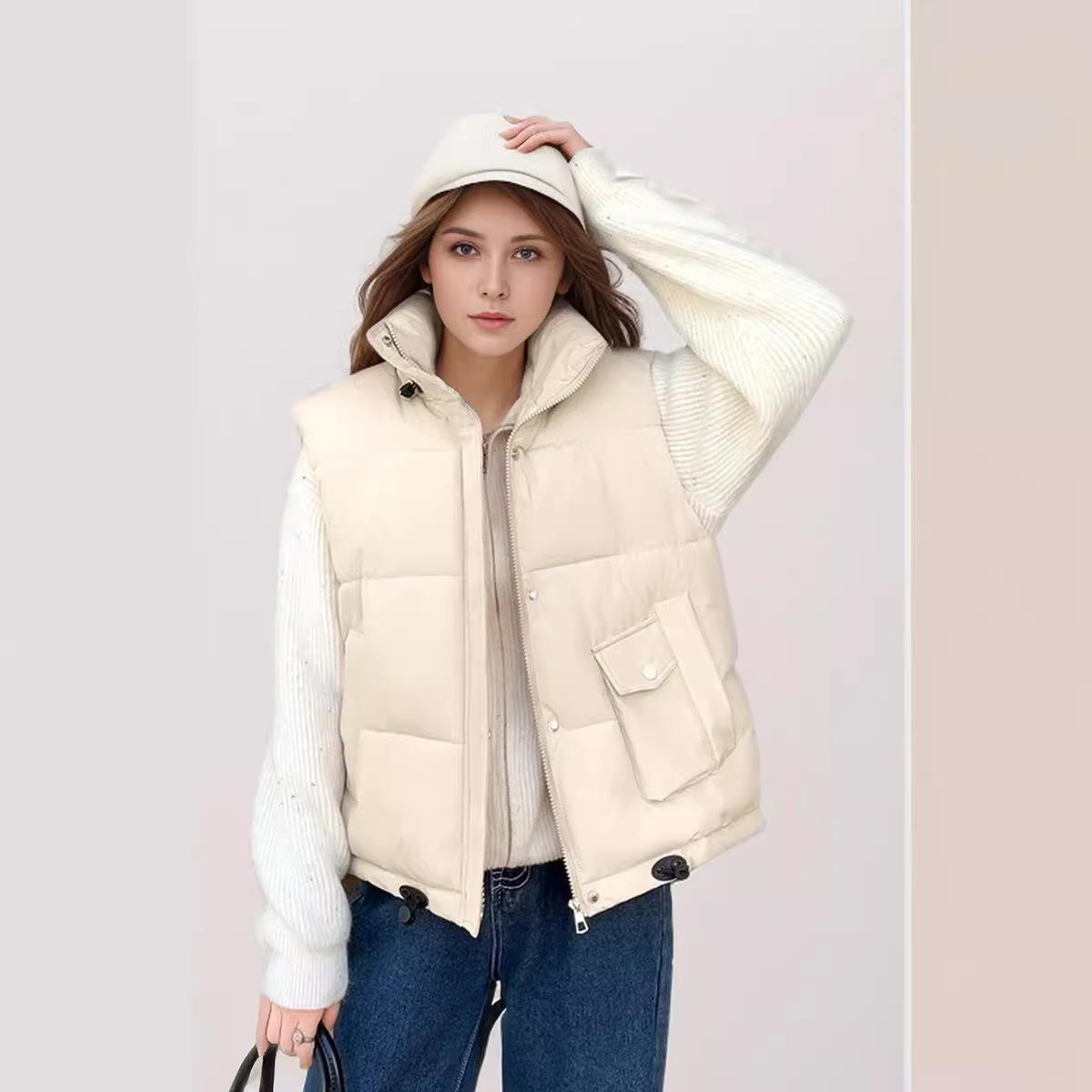 

GMXIA Женские винтажные повседневные однотонные принтованные куртки и пальто без рукавов на осень-зиму XXL белый