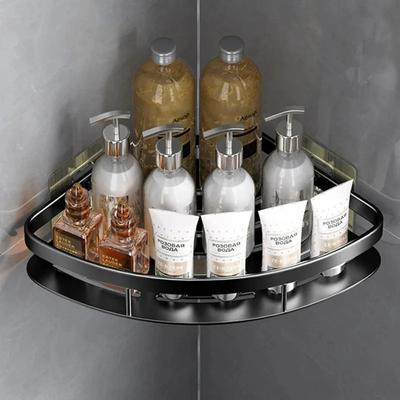 Badezimmerregal Aluminiumlegierung Shampoo-Ablage Make-up-Aufbewahrung Küchenaufbewahrungsorganisator Duschregal Badezimmerzubehör Ohne Bohren Wand-Eckregal