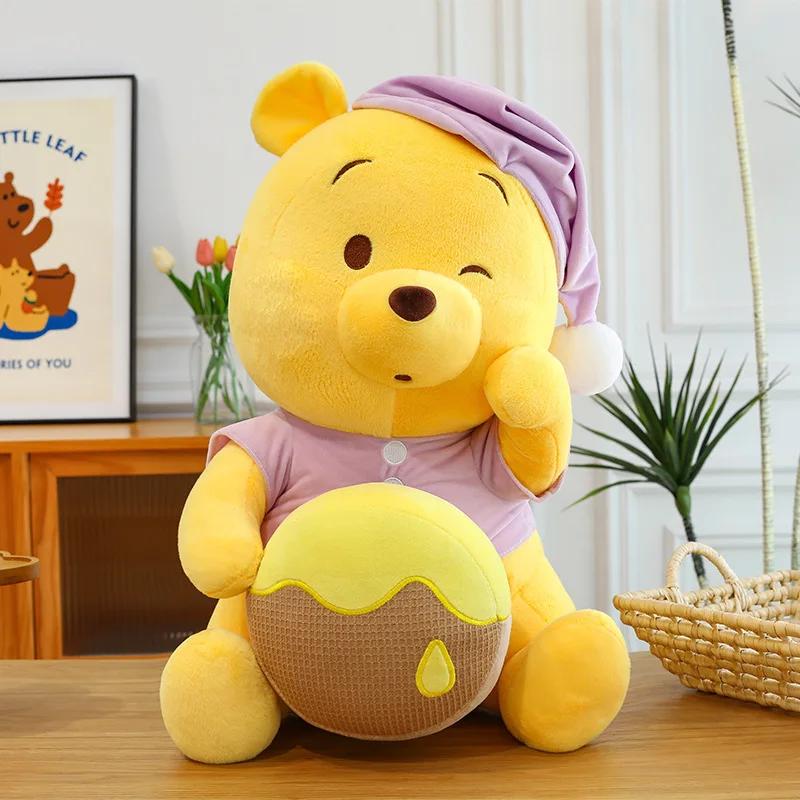 35cm Cartoon Winnie The Pooh Plush Toy Soft Stuffed Sleepcap Honey Pooh Bear Pillow Dolls Room Decoration Birthday Gift