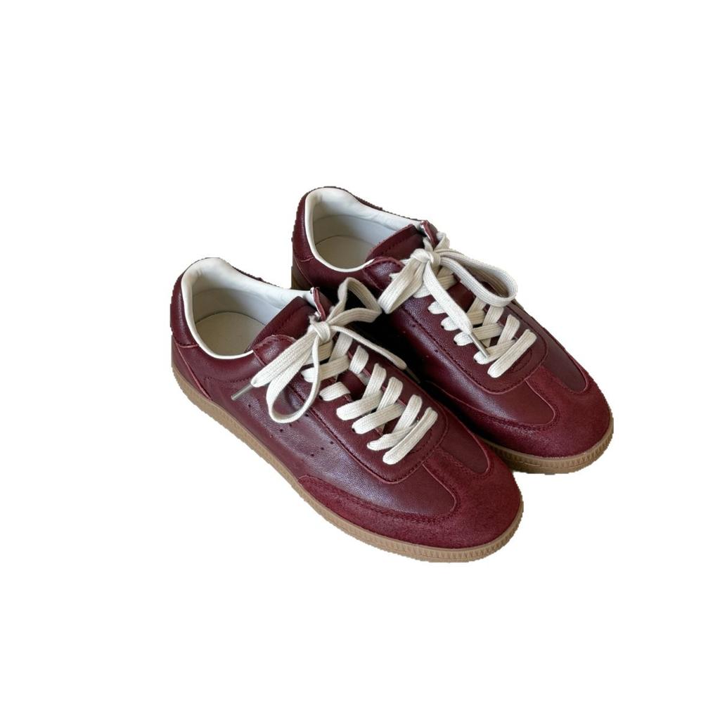 European red German training shoes women's 2025 autumn new leather flat-bottomed retro classic sports and leisure versatile board shoes