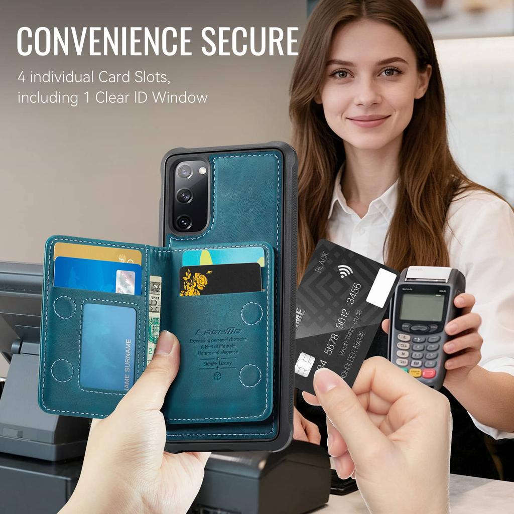 Wallet Case for Samsung Galaxy S25 Edge S24 S23 FE S22 S21 S20 Ultra Magnetic Card Holder RFID 2-in-1 Detachable Shockproof Case