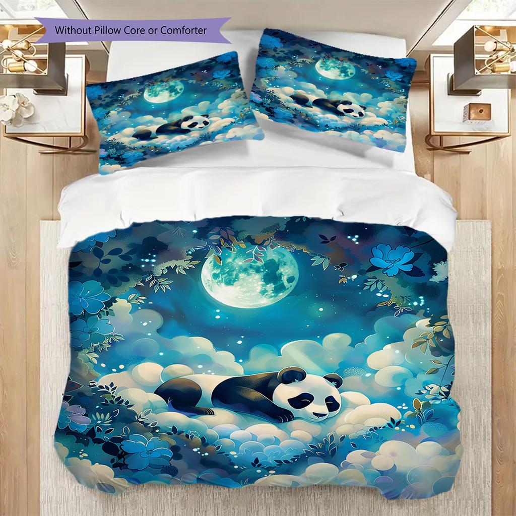 Set Copripiumino Trapuntato con Fantasia Panda Federa Decorazione per la Casa Regalo di Compleanno (1 * copripiumino + 2 * federa, senza nucleo)