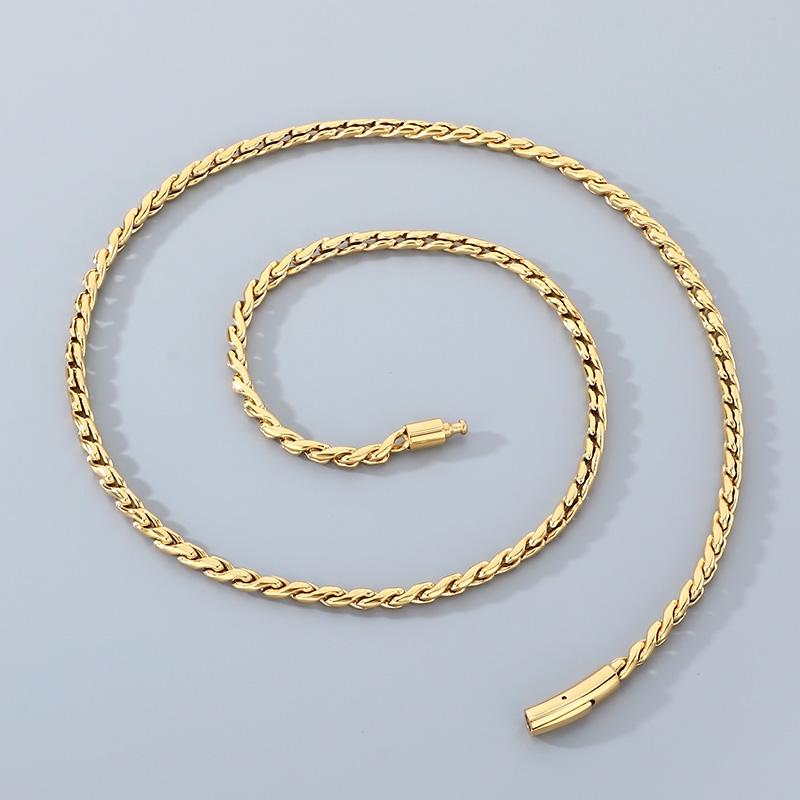 4MM Shiny Link Chain Necklace for Men Women's Gold Color Stainless Steel Jewelry Hip Hop Rock Keel Chain Party Accessories Gift