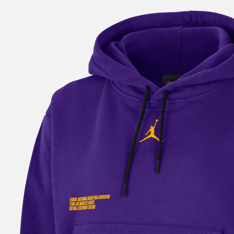 Jordan Dámská pletená mikina s kapucí s potiskem abecedy Los Angeles Lakers Fialová DR2525-504