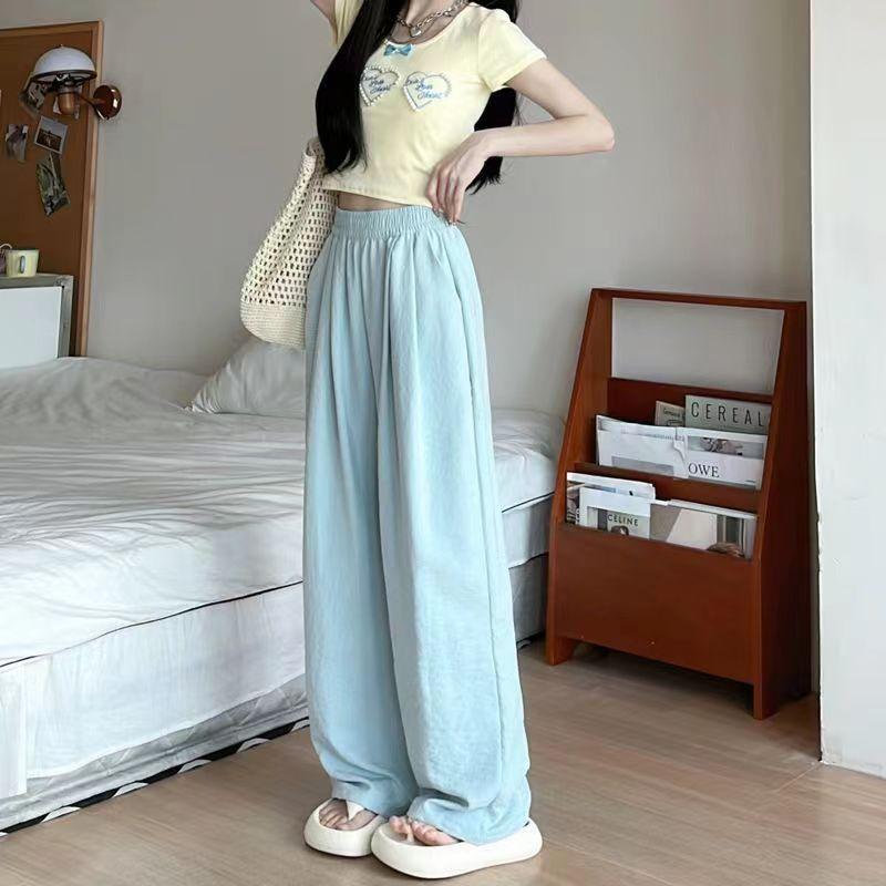 Chinese White Yamamoto Pants for Women In Summer Thin Casual High Waisted Sagging Texture Lazy Straight Leg Pants