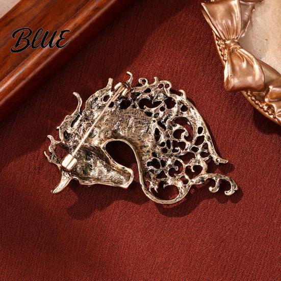 Vintage Horse Brooch Retro Rhinestone Pin Women Men Zinc Alloy