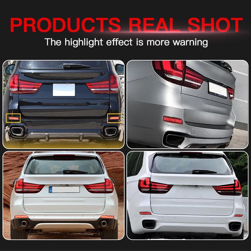 2Pcs For BMW X5 F15 14-18 LED Smoke Lens rear Bumper Reflector Light Fog/Running Signal Lamp Lamp OEM#6314784759 Car Accessories