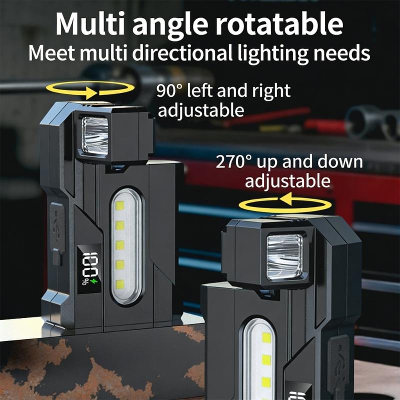 2PCS Magnetic Work Light With Type C Fast Charging IP68 Waterproof Rotatable Head For Technicians Repair And Cave Exploration