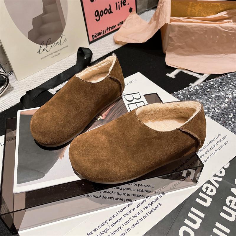 

Европейская натуральная кожа обувь из овечьей шерсти уродливая милая обувь с большой головой обувь-хлебцы обувь Boken обувь Doudou обувь на одном педале зимние хлопковые женские туфли 40