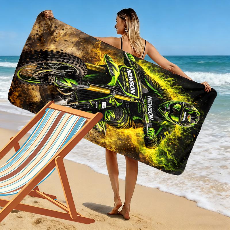 Asciugamano da Spiaggia con Stampa Motor Trail, Asciugamano Grande Morbido ad Asciugatura Rapida per Spiaggia Campeggio Nuoto