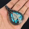 Blue Turquoise Handmade Gemstone Pendant, 999 Copper Wire Wrapped Antique Jewelry Pendant, For Engagement Gift