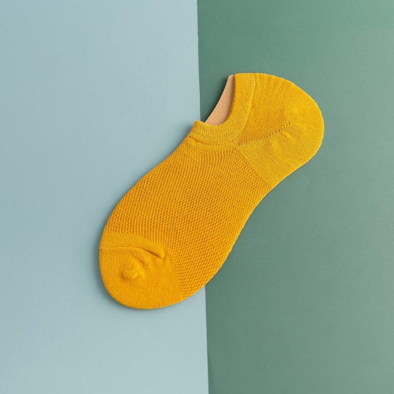 

Мужские летние новые носки-невидимки из сетки и силикона, однотонные, нескользящие 1 pair имбирный