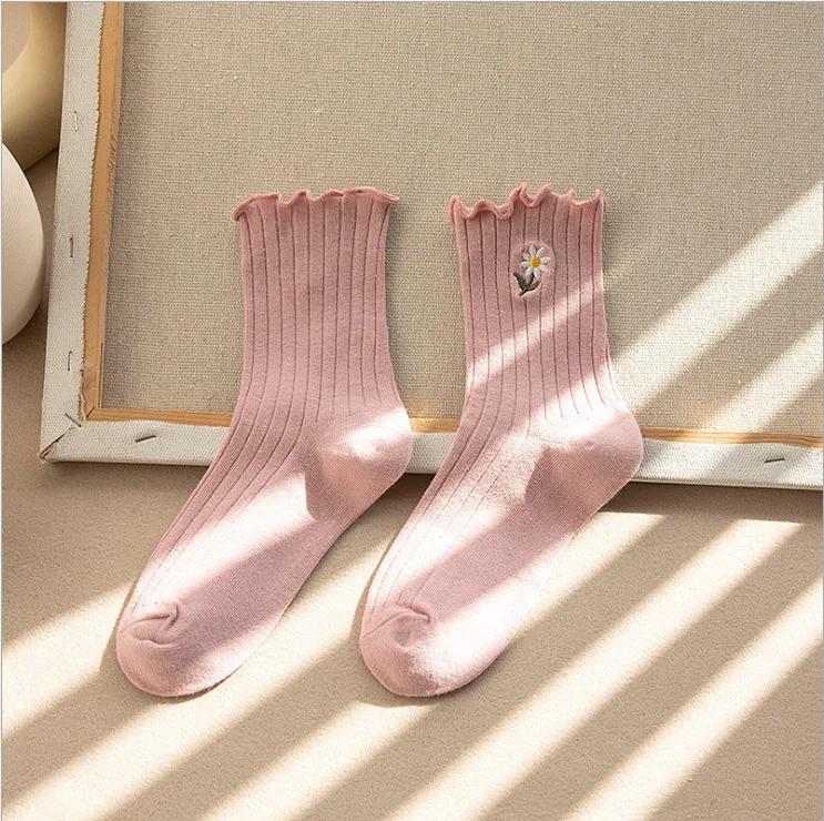 Women Socks Japanese Korean Style Cartoon Flower Rabbit Harajuku Cute Kawaii Mid Tube Breathable Casual Short Cotton Socks